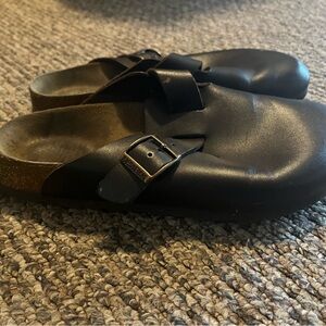 Birkenstock Black Leather Clogs